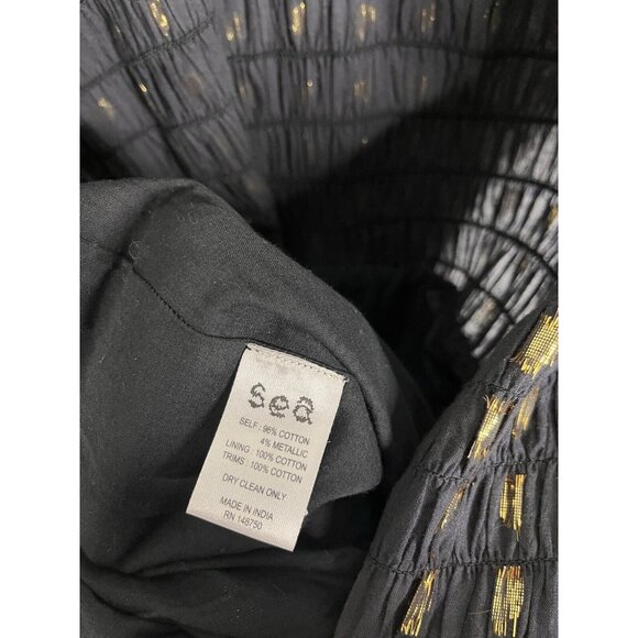 SEA NEW YORK Women's Black Gold Fleck Laura Cap Sleeve Dress NWT Size 4 - Picture 5 of 6